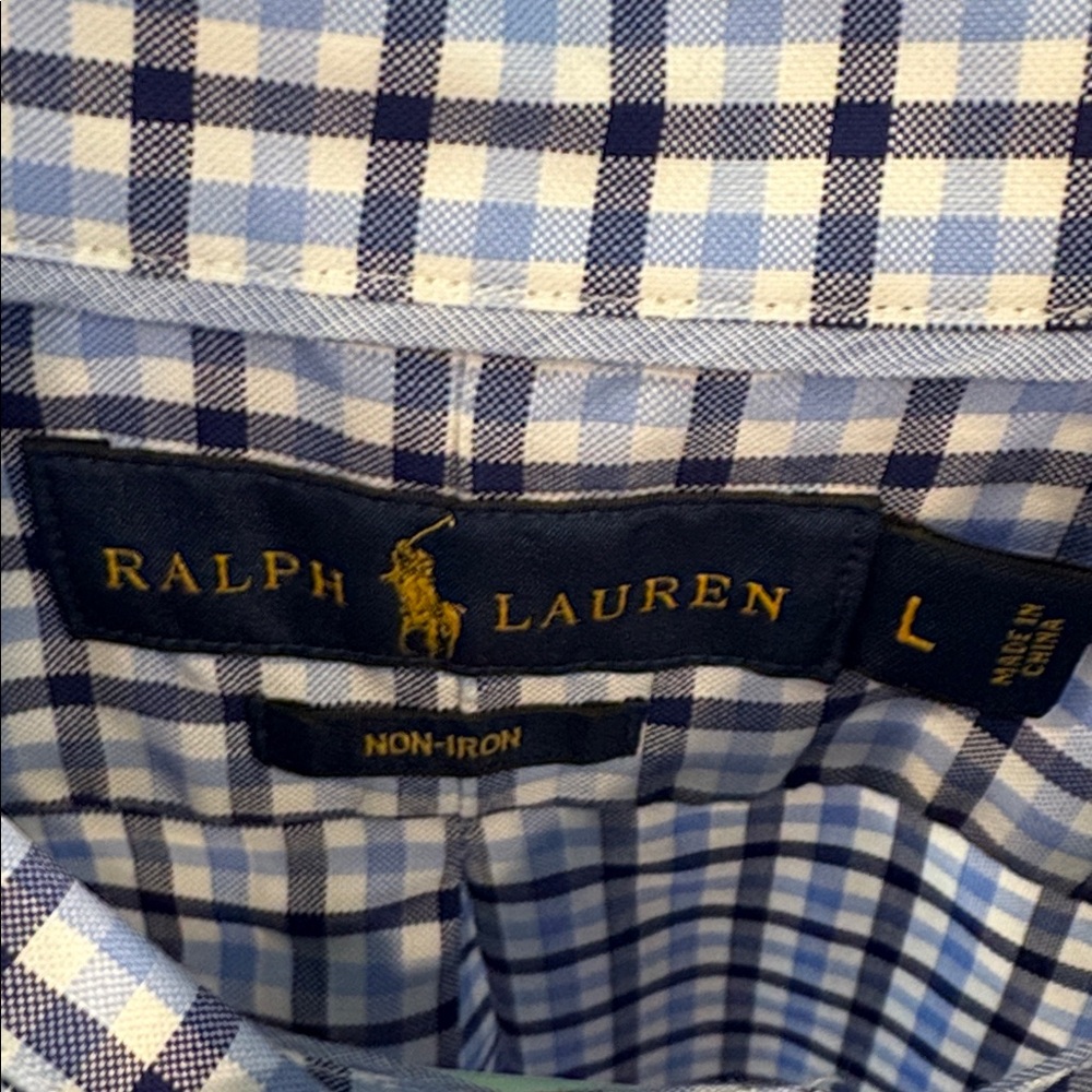 Ralph Lauren Navy and White Plaid Button Down Shirt - Picture 2 of 2